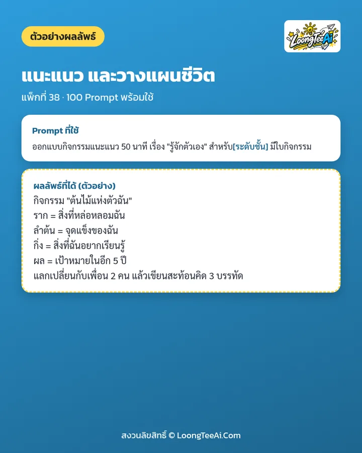 ตัวอย่าง Prompt และผลลัพธ์ที่ได้